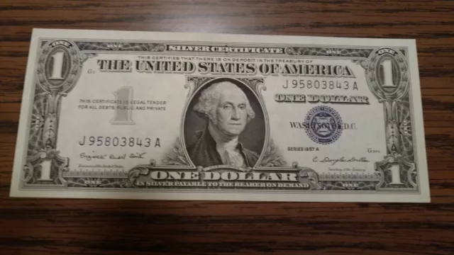 FR-1620 1957 A Silver Certificate Uncirculated New Crisp One Dollar Bill.