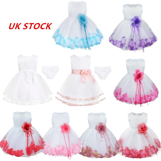 UK Flower Girl Princess Dress Kid Baby Party Wedding Christening Formal Birthday