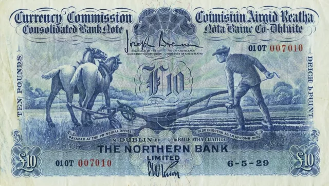 043) Ireland Currency Commission Northern Bank 6.5.1929 10 Pounds - Reproduction