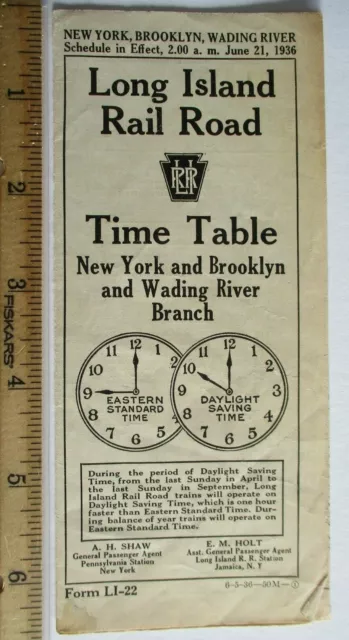 June 1936 LIRR Long Island Rail Road Timetable Wading River Brooklyn New York