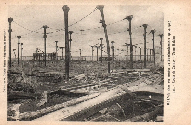 CPA 51 - REIMS (Marne) - 244. Route de Cernay. Usine Holden. Bombardements 14-17