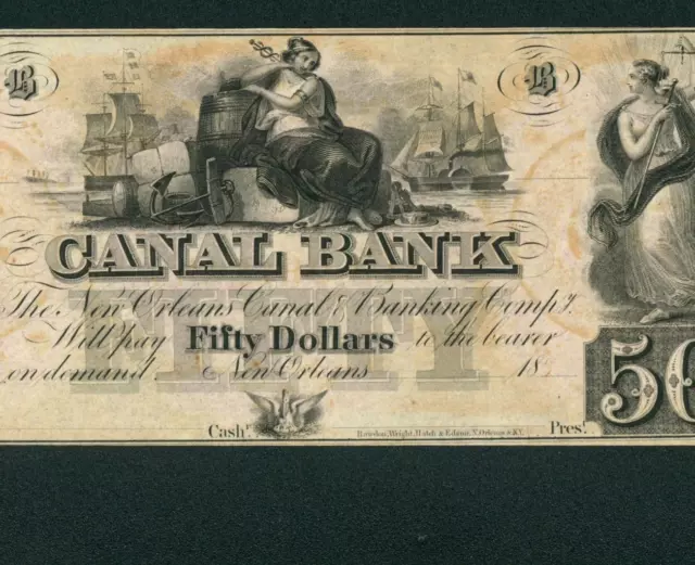 $50 1800's ((CHOICE CU)) Canal Bank - Louisiana, New Orleans Obsolete Note