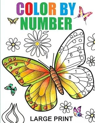 LARGE PRINT COLOR By Number Adult Coloring Book: Color by Number ...