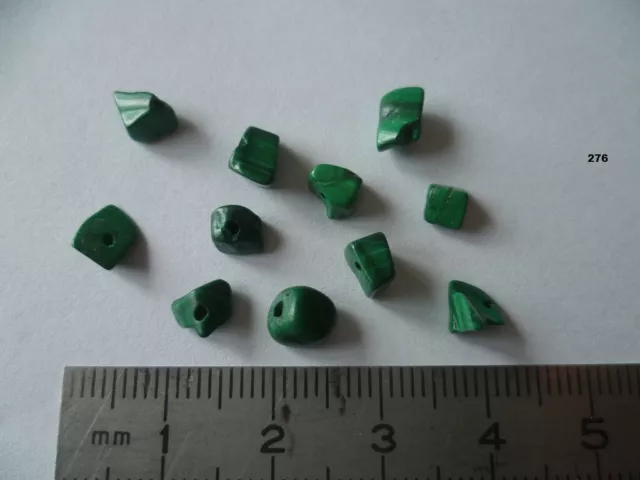 Lot De 10 Perles Chips Baroque Pierre   Malachite