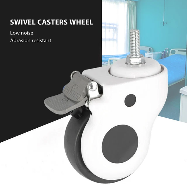 Caster Wheels Casters Wheels - 3 Inch Noise Reduction Heavy Duty BrakeMedical