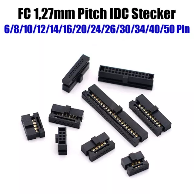FC-6/8/10/14/16/20/26/30/40/50Pin 1,27mm Raster IDC-Buchse Flachbandkabelstecker