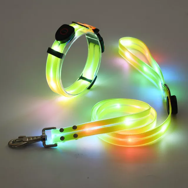 LED Dog Collar Nylon Glow Flashing Light Up Safety Collar USB Rechargeable AU