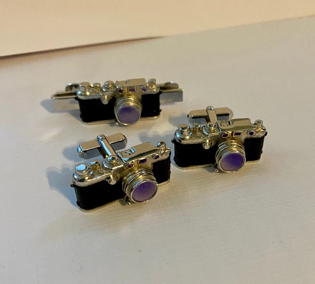 Vintage Anson 35MM Camera Cufflinks & Tie Bar 3pc  set