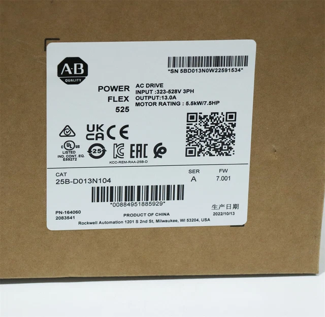25BD013N104 /A New 25B-D013N104 PowerFlex 525 5.5kW 7.5Hp AC Drive