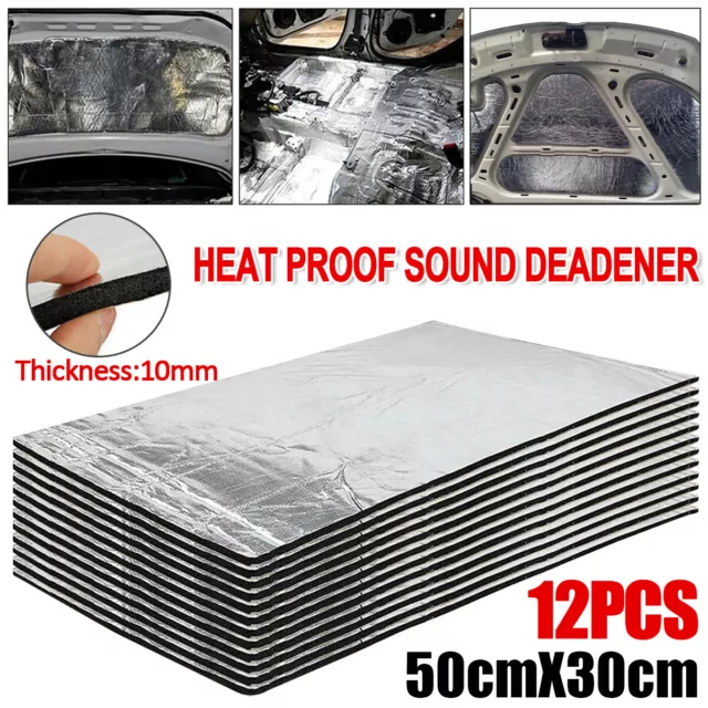 12 Sheet 10mm Sound Deadener Heat Insulation Noise Proofing Foam Auto Shield