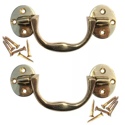 Pair of solid brass lifting carrying handles 4¼" overall width