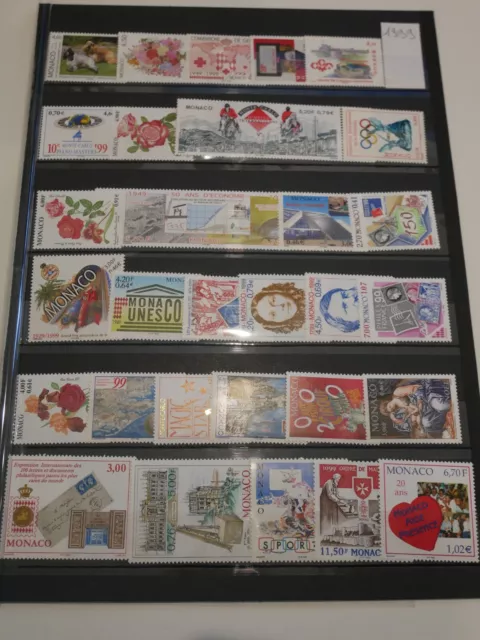 Monaco Lot 30 Timbres Neufs** De 1999. Bonne Valeur