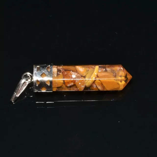 36 MM Long Orgone Yellow Jasper Orgonite Pendant Set Healing Stone Reiki Crystal