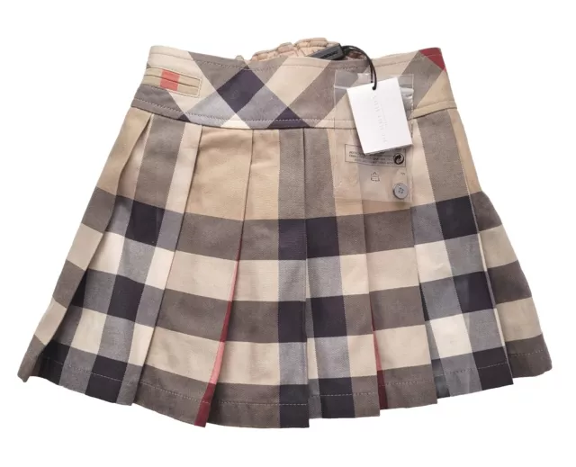 NWT Burberry Children 3Y Serena Classic Check Tan Nova Plaid Pleated Skirt Kids