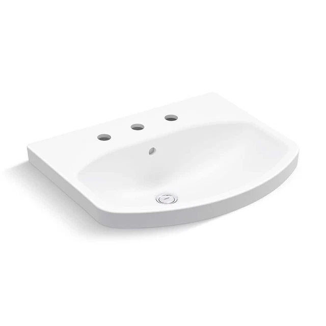 KOHLER Pedestal Sink Basin 22" Vitreous China White W/8" Widespread Faucet Holes