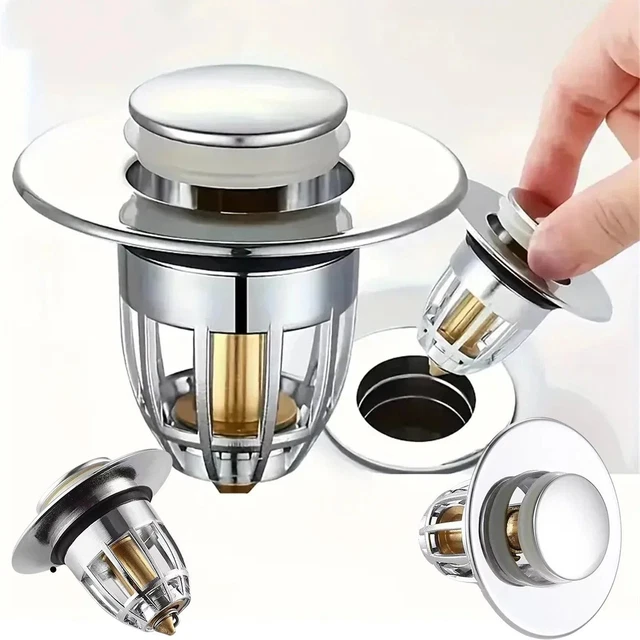 Universal 1/2-Inch Pop Up Basin Core Bounce Drain Filter – Bathroom Sink Stopper Replacement