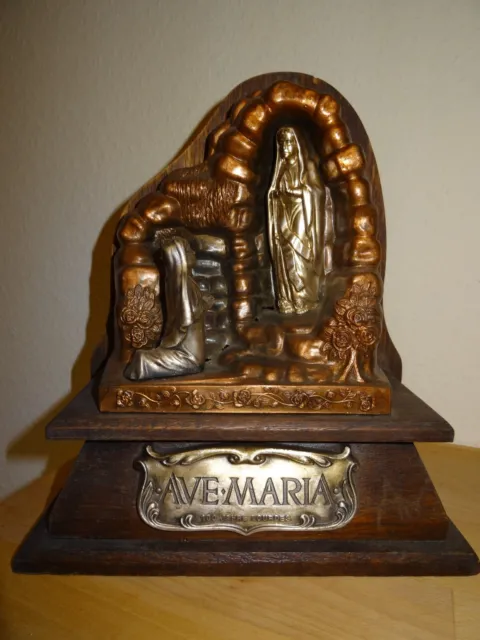 Hausaltar AVE MARIA von LOURDES  Madonna und St. Bernadette, ohne Spieluhr