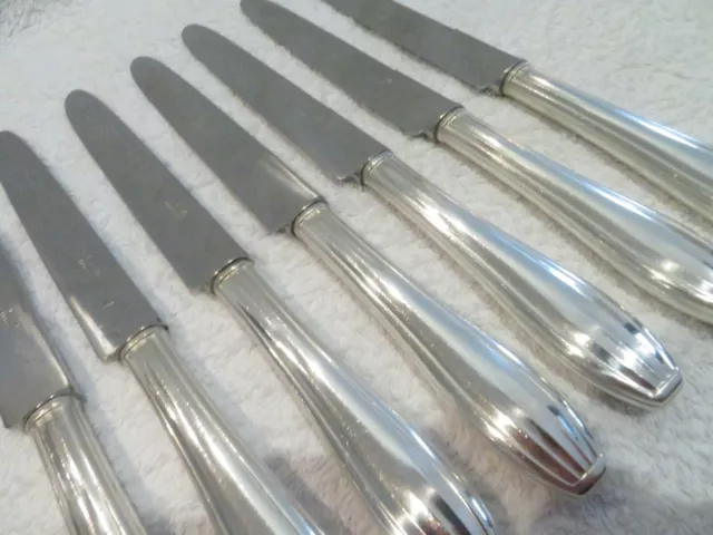 7 couteaux de table métal argenté SFAM art deco dinner knives