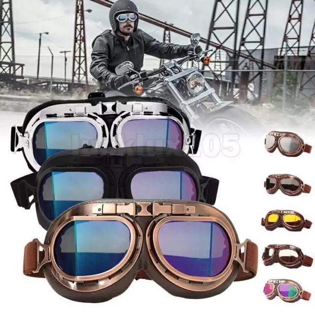 Vintage Pilot Motorcycle Racing Goggles Aviator Retro ATV UTV Dirt Bike Eyewear 3