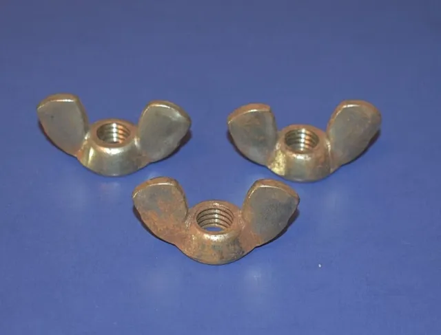 3 Vintage Steel Wing Nuts 1/2"-13 UNC Coarse Thread