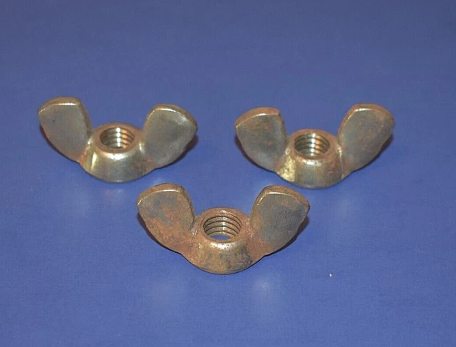 3 Vintage Steel Wing Nuts 1/2"-13 UNC Coarse Thread