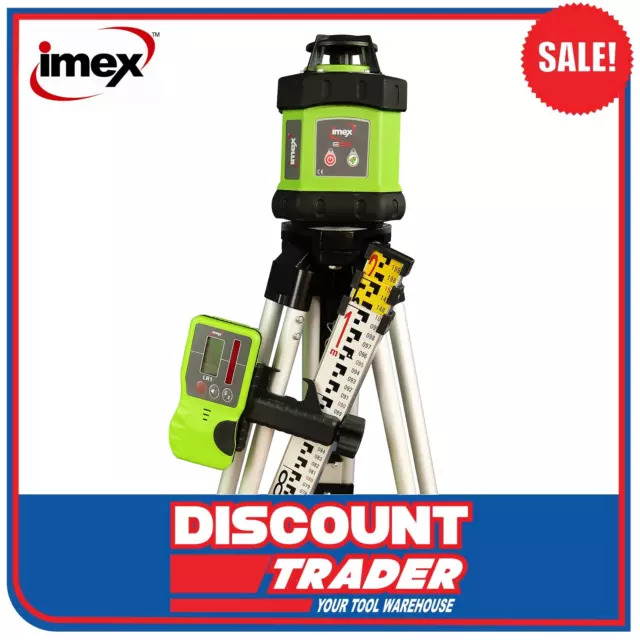 Imex Construction Rotary Laser Level Kit - Receiver, Tripod, Staff & Case - E60K