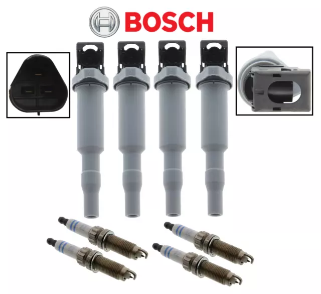 Bosch OEM Ignition Coil & Spark Plug Double Platinum (4sets) OEM for BMW 2.0L