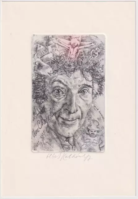 Exlibris from Oldrich Kulhanek - Portrait from Marc Chagall
