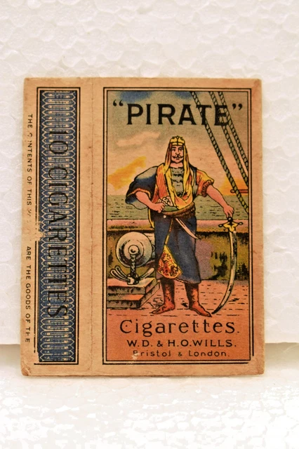 pirate cigarettes VINTAGE PIRATE CIGARETTES Empty Packet Advertising Wills Bristol London  Rare Old $79.00