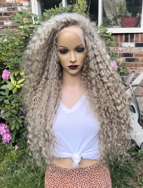 Custom made 28” ash blonde 100% human hair daily wig. Full front lace free part Custom made 28” ash blonde 100% human hair daily wig. Full front lace free part