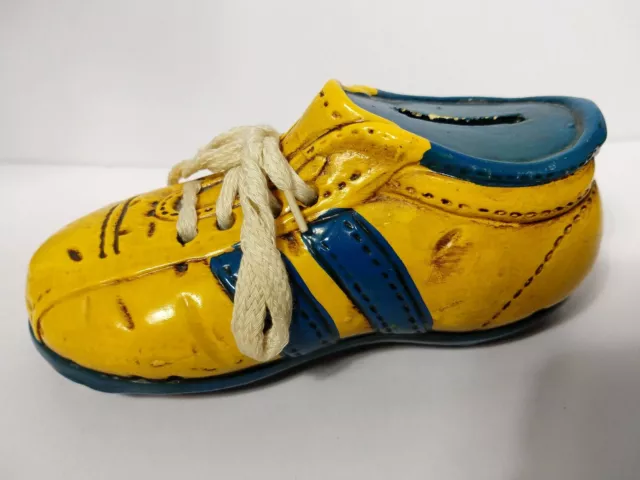 VINTAGE ENESCO TENNIS Shoe Sneaker Cleat Ceramic Bank 70's 80's yellow ...