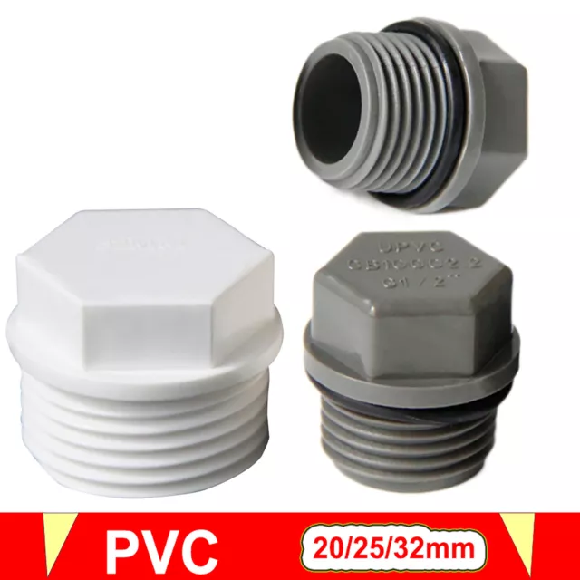 PVC Plug BSP Threaded Male Water Pressure Pipe Fitting 1/2 - 1" With or No Seals