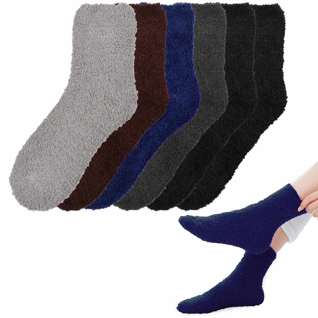 3 Paires Femmes Hommes Peluche Vague Souple Chausson Chaussettes Solide Couleurs