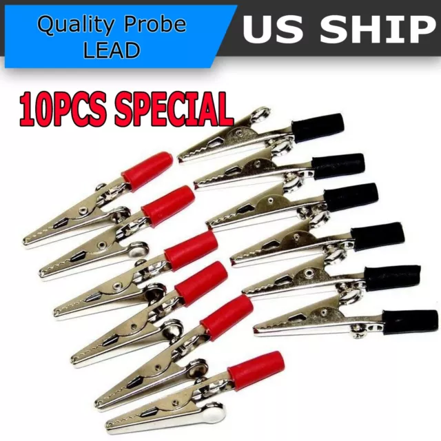 10 Pcs Electrical Test Clamps Insulated Metal Alligator Clips with Red & Black