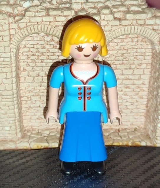 Figurine Playmobil Servante Jaune Bleu - Nostalgie Série 1900, Maison De Poupée, Occasion