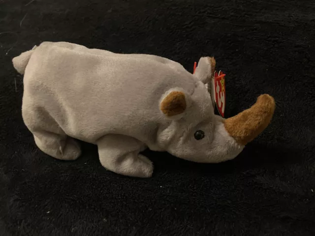 RARE TY BEANIE BABY SPIKE The Rhino "NO NUMBER" TAG ERRORS 1996 RETIRED Original