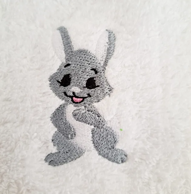 HOODED TOWEL embroidered BABY BUNNY design and Personalised Name 0-5 year