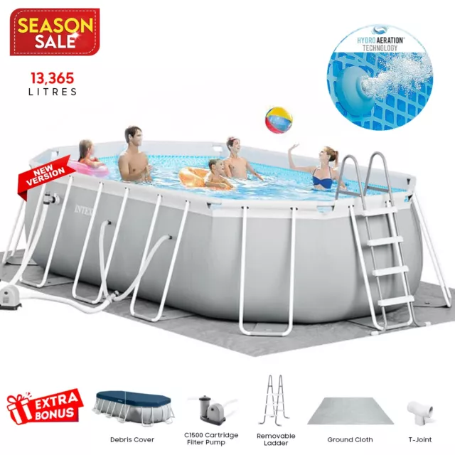 Intex Prism 16.5ft Premium Oval Metal Frame Above Ground Pool 5 x 2.7 x 1.2m