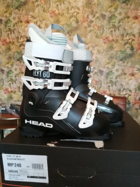 Head Edge Lyt 60 W Womens Ski Boots Black /White Size 24 BNIB