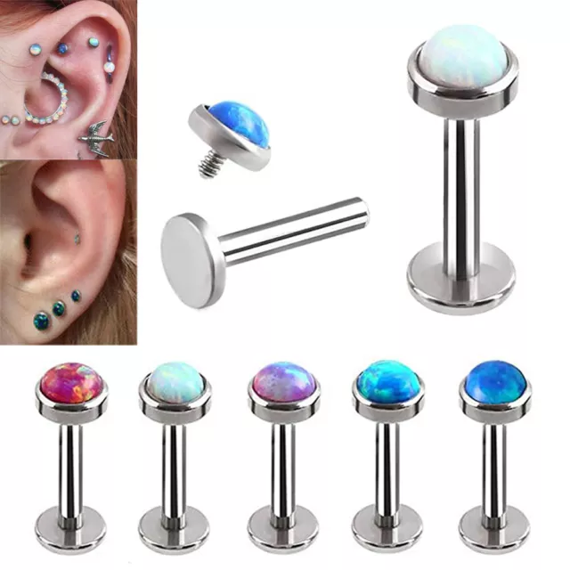 Opale cristal body piercing lèvre nez Stud labret Ring bar Club 8mm 16G