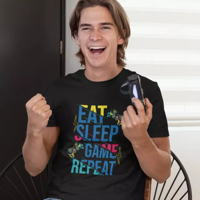 T-shirt da gioco Eat Sleep Repeat divertente giocatore regalo ragazzi gioco regalo di compleanno 3