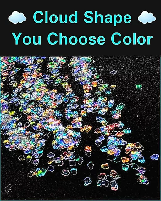 CLOUD Shape Glitter~U Choose Color~Nail Art•Acrylic•Gel•Body Art•Festival•Crafts