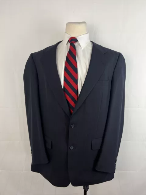 Burberry Men's Dark Navy Blue Striped Wool Suit 44L 38X34 $2,695