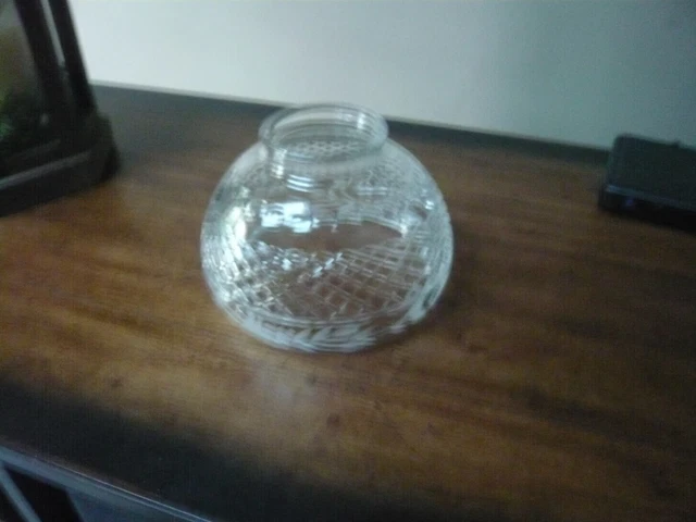 Vtg Clear Etched Glass GLOBE Hurricane Lamp Shade Lantern Globe 7"W THICK