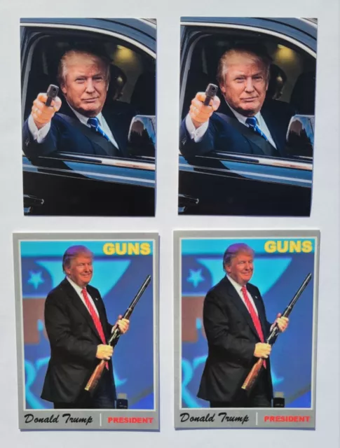 Donald Trump Novelty Trading Card Lot (4) Guns 1970 Topps Style