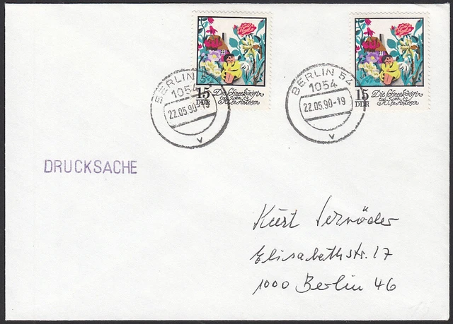 DDR Nr. 1803 MeF (aus Klbg. 1801-1806) auf Brief ab Berlin 1990