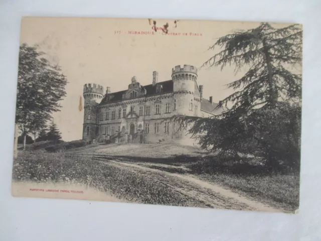 Cpa 32 Miradoux Carte Postale Ancienne Ev 1925 Château De Fieux