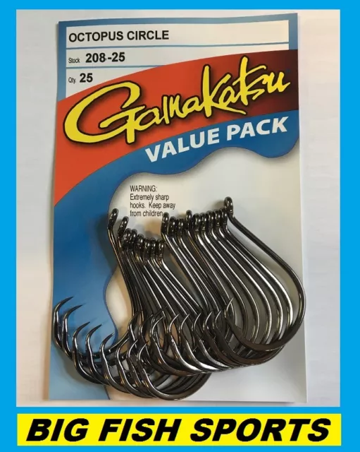GAMAKATSU #208 OCTOPUS CIRCLE HOOK 25 HOOKS Value Pack NEW! PICK YOUR SIZE!