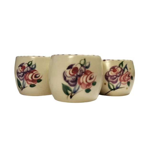 Vintage Art Deco Egg Cup Set Poole Pottery England Vintage Floral Pattern
