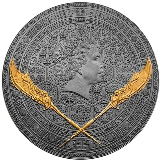 2020 Niue $5 GUAN YU Five Tiger Generals 3 Oz Black Proof Silver Coin 3